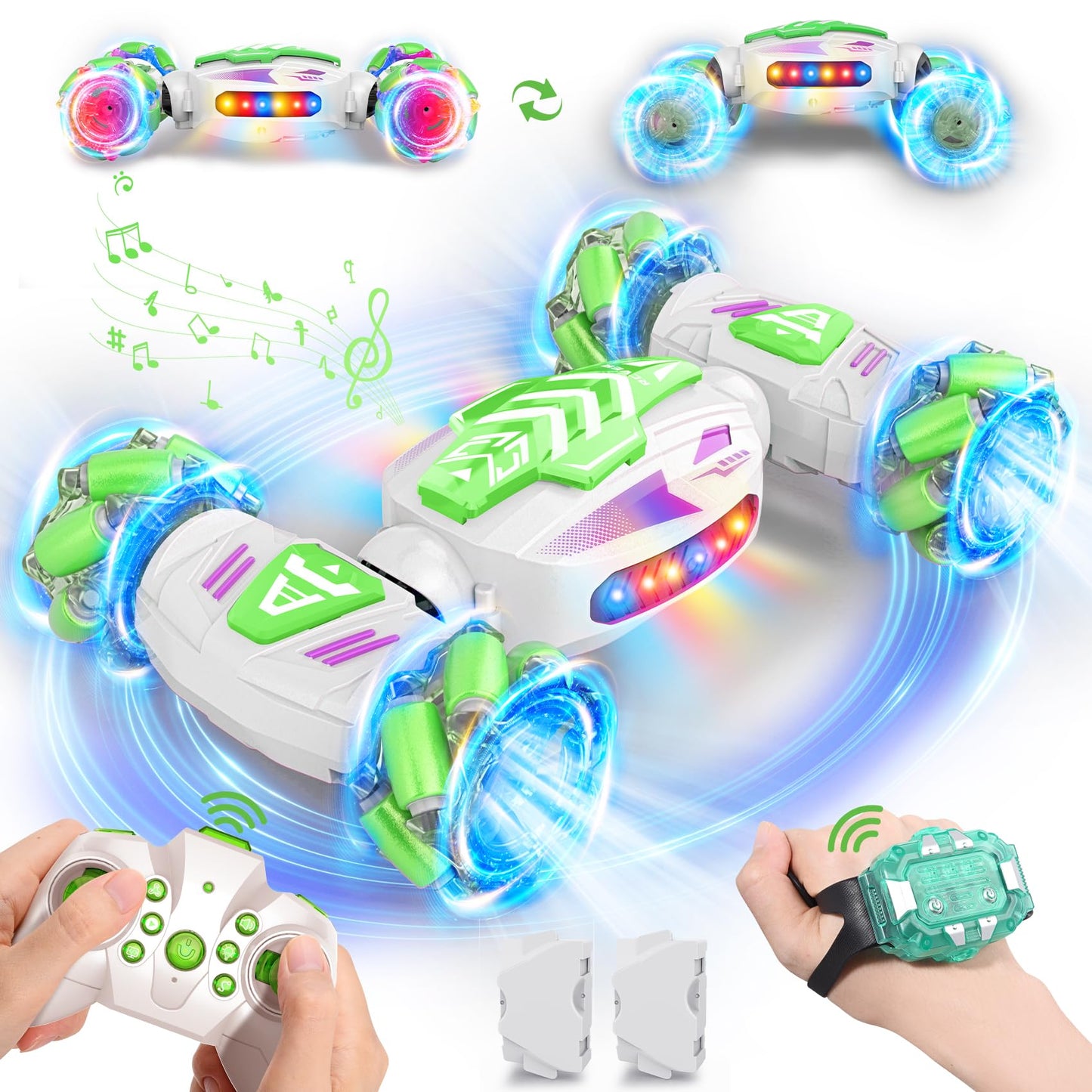 Nicella Gesture Sensing RC Stunt, Remote Control Car 360° Rotating 4WD 2.4Ghz RC Cars Transform Hand Controlled Car Toys with Light & Music, Best