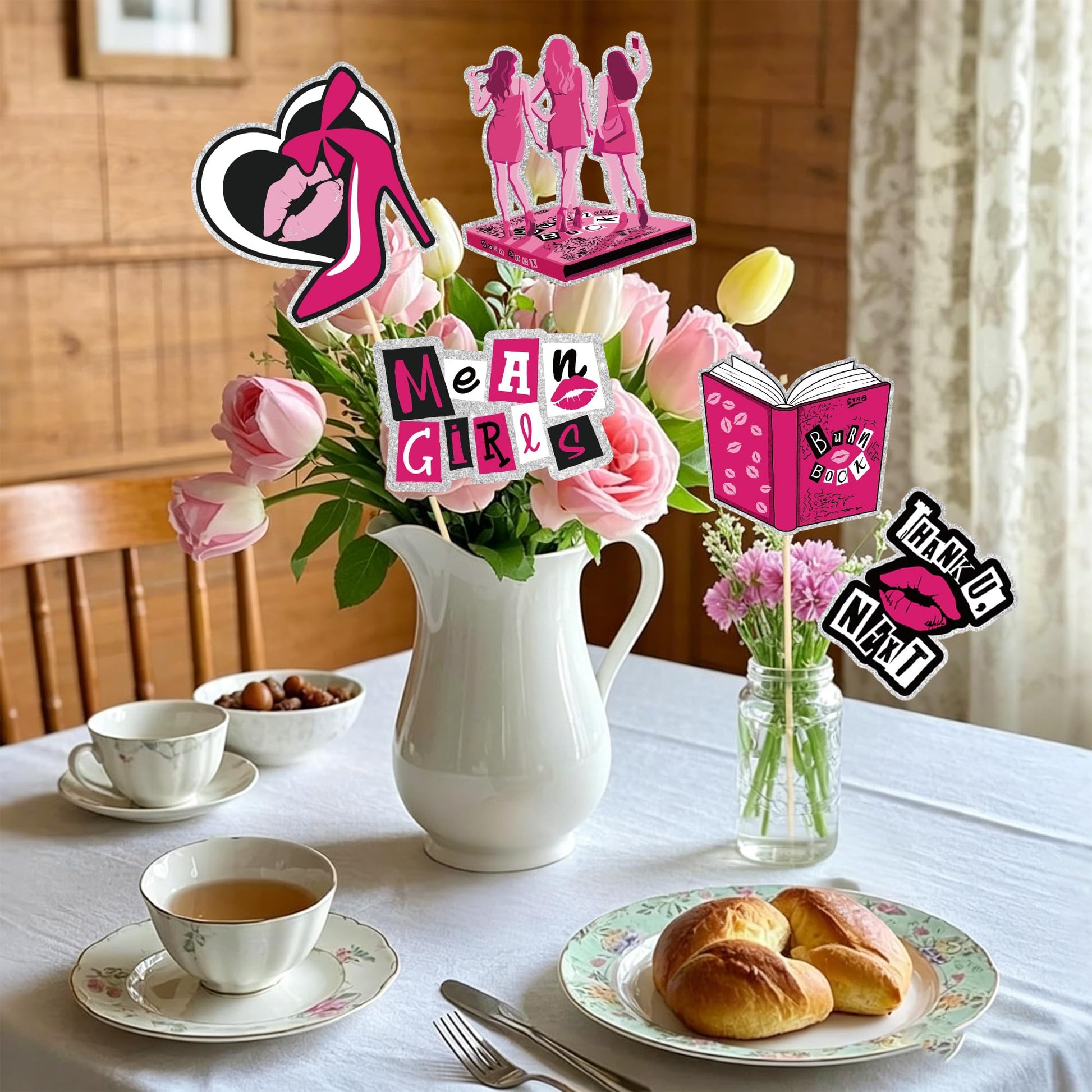 12Pcs Mean Table Centerpieces Sticks Burn Book Theme Girls Party Supplies for Table Centerpieces