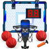 HYES Mini Basketball Hoop Indoor with 7 LED Lighting/Scoreboard, Blue