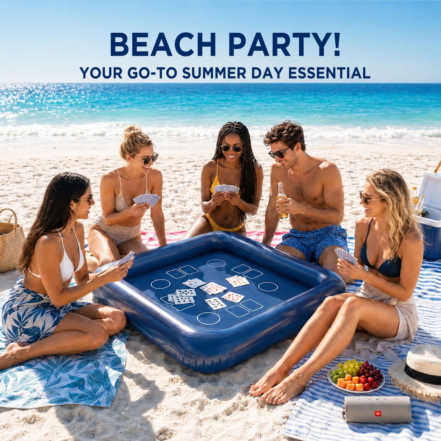 Funscape Floating Table for Pool, Adult Pool Water Games W/Waterproof Card