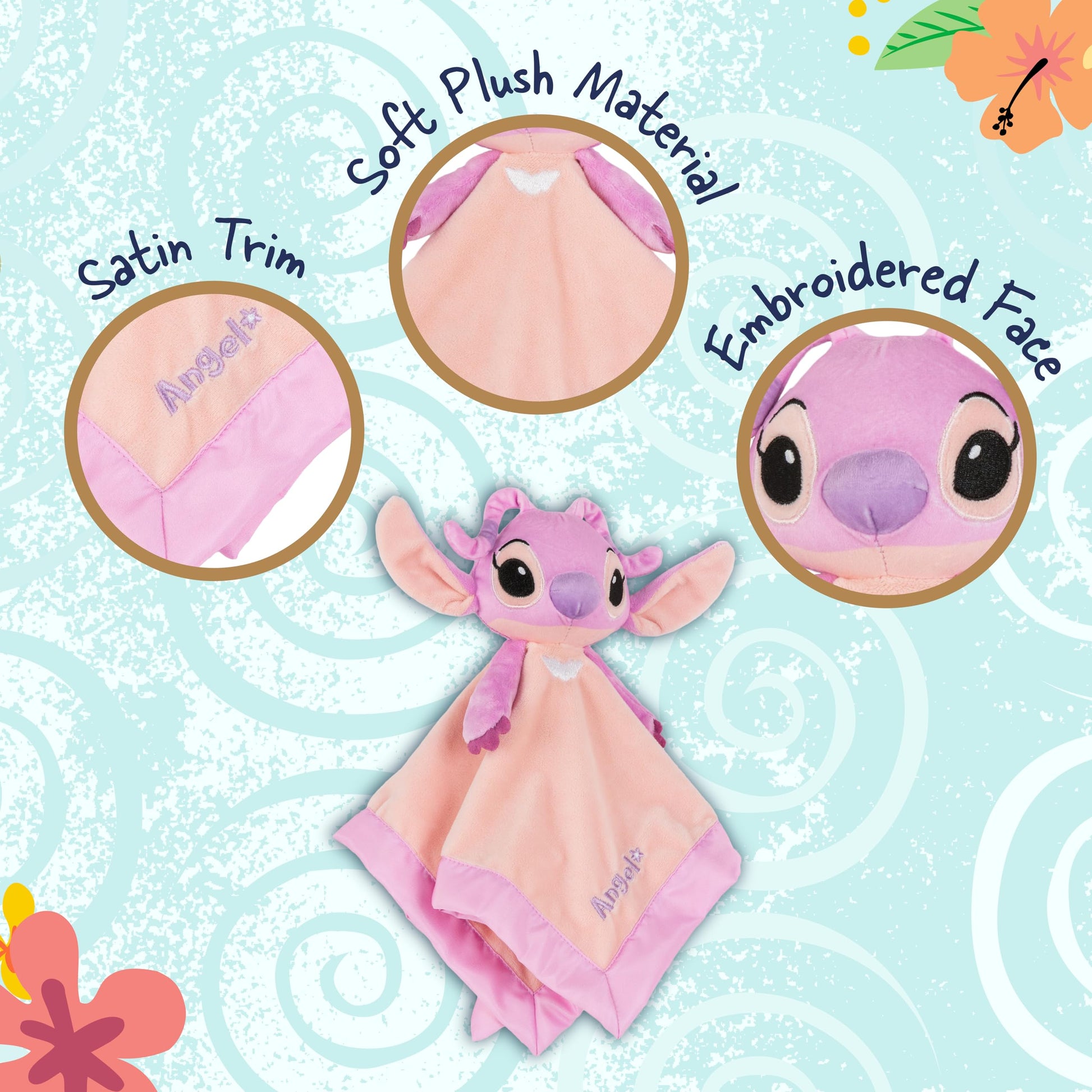 Kids Preferred Disney Baby Lilo and Stitch 12 Inch Angel Plush Newborn Toddler Baby Blanket Lovey, Snuggle Toy Stuffed Animal Baby Blankets for Girls