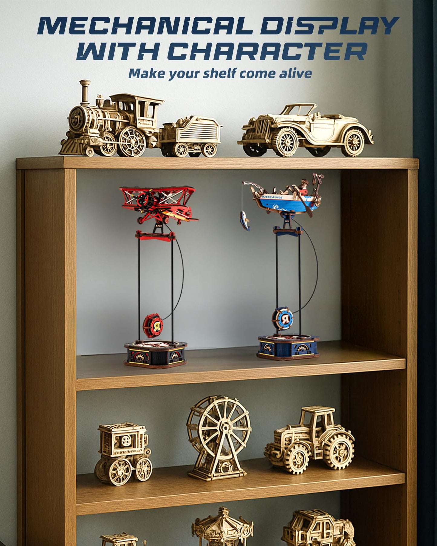 ROBOTIME 3D Wooden Puzzles for Adults, Ship Gravity Swing Model, Aircraft Model Kits for Age 14+,3D Puzzle Model Building Kit