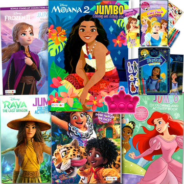 Disney Princess Coloring and Activity Book Bundle for Girls - Coloring Set with Coloring Books, Stickers, Games, Puzzles Featuring Elsa, Moana