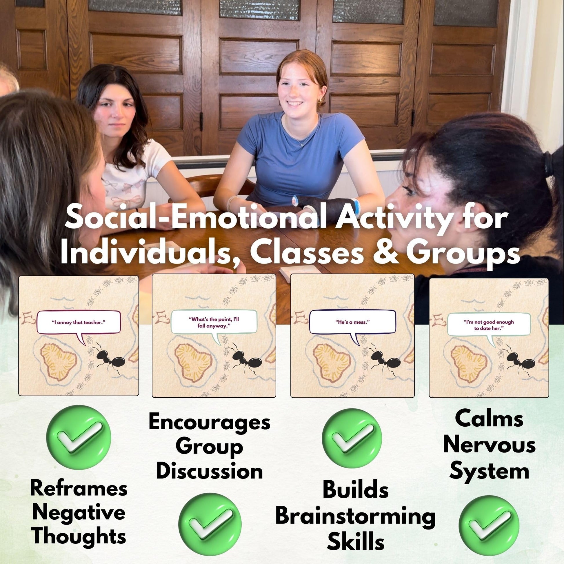 Redirect Flashcards - Challenge Negative Thinking | Transform Automatic Negative Thoughts (Ants) to Positive Affirmations | Used for Personal Growth