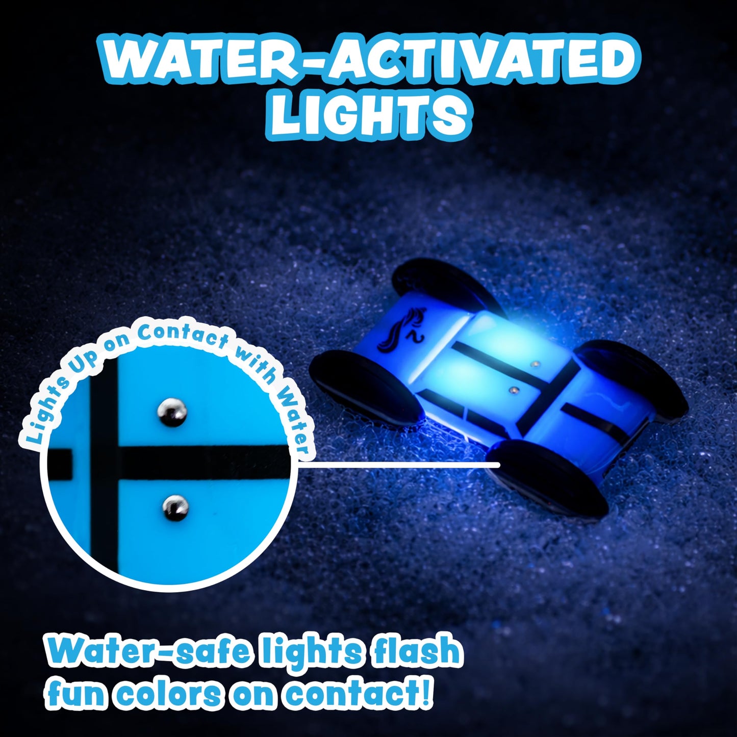 Tub Works® Splash Wheels™ Bathtime Raceway Car Ramp Toddler Bath Toy | Race Car Track with 2 Water-Activated Light-Up Racers | Light Up Bath Toys