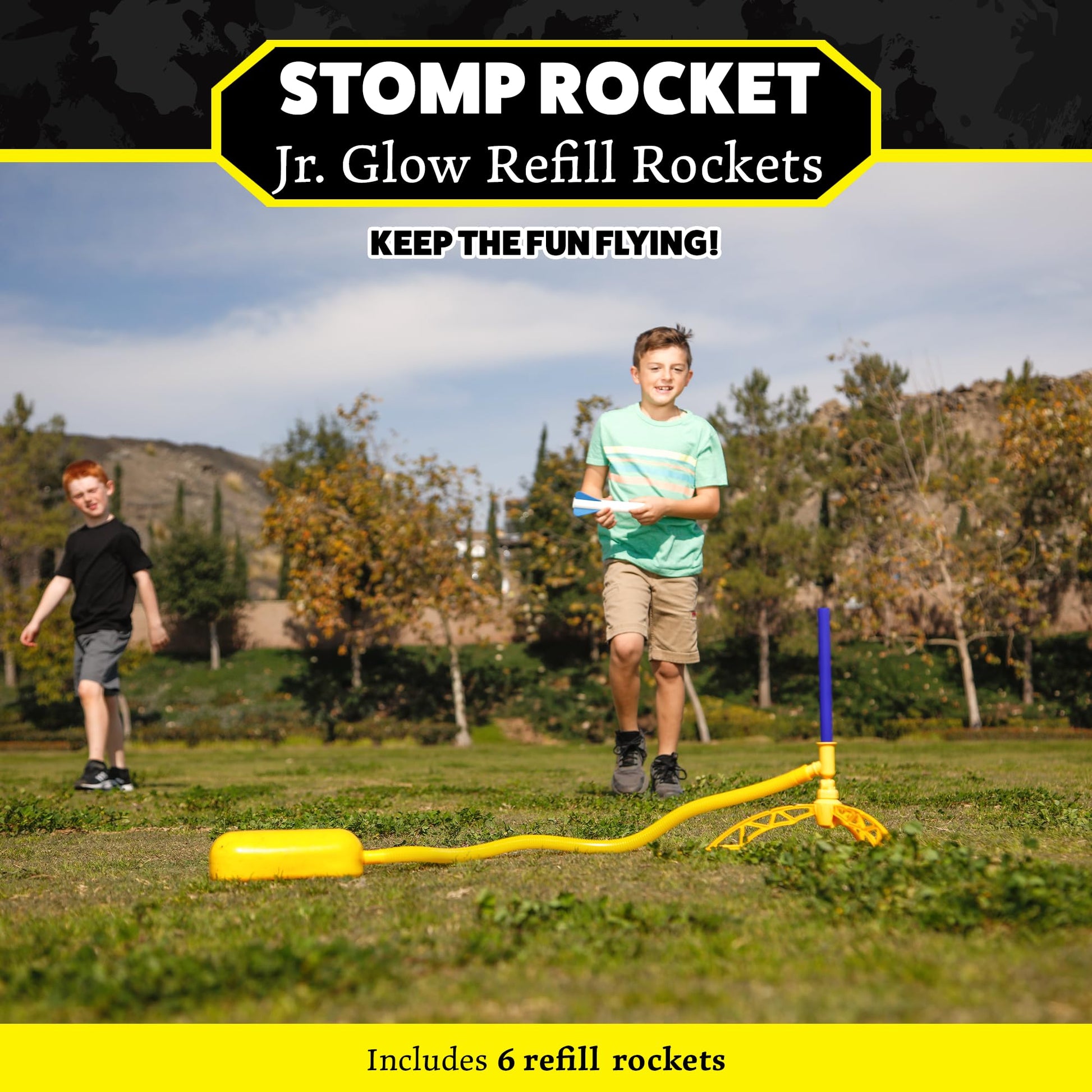 Stomp Rocket Jr Glow Rocket Refills, 6 Rockets - Replacement Glow in The Dark Rockets for Soft Foam Rocket Launcher for Kids - Fun Backyard & Outdoor