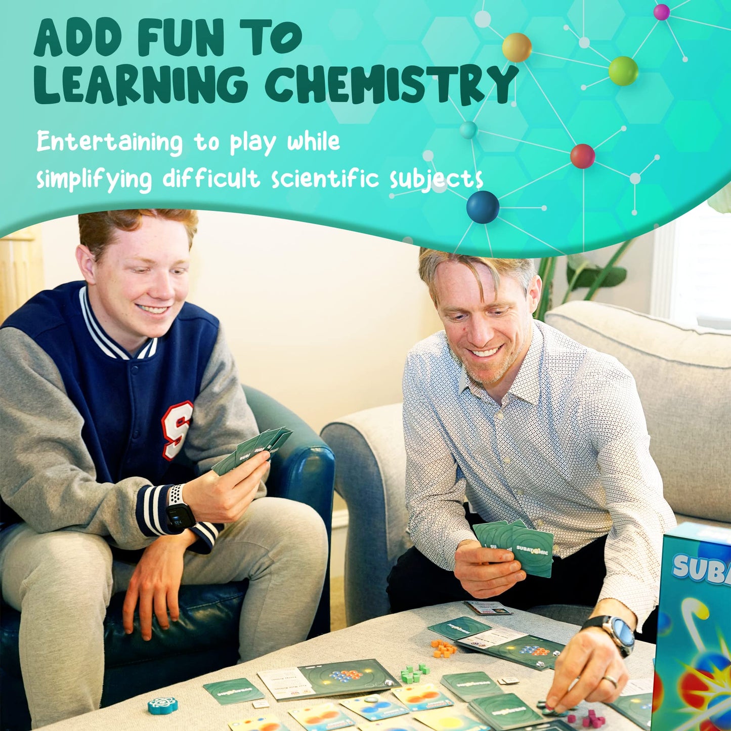 Subatomic: an Atom Building Game (2nd Edition) | A Chemistry Game About Elements, Protons, Neutrons, and Electrons | Educational Science Board Games