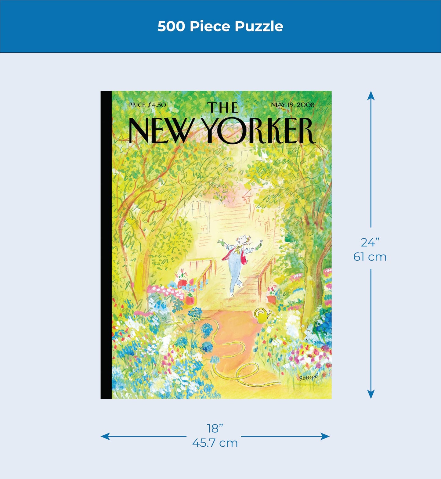 New York Puzzle Company - New Yorker Springtime - 500 Piece Jigsaw Puzzle for Family Game Nights by Jean-Jacques Sempé