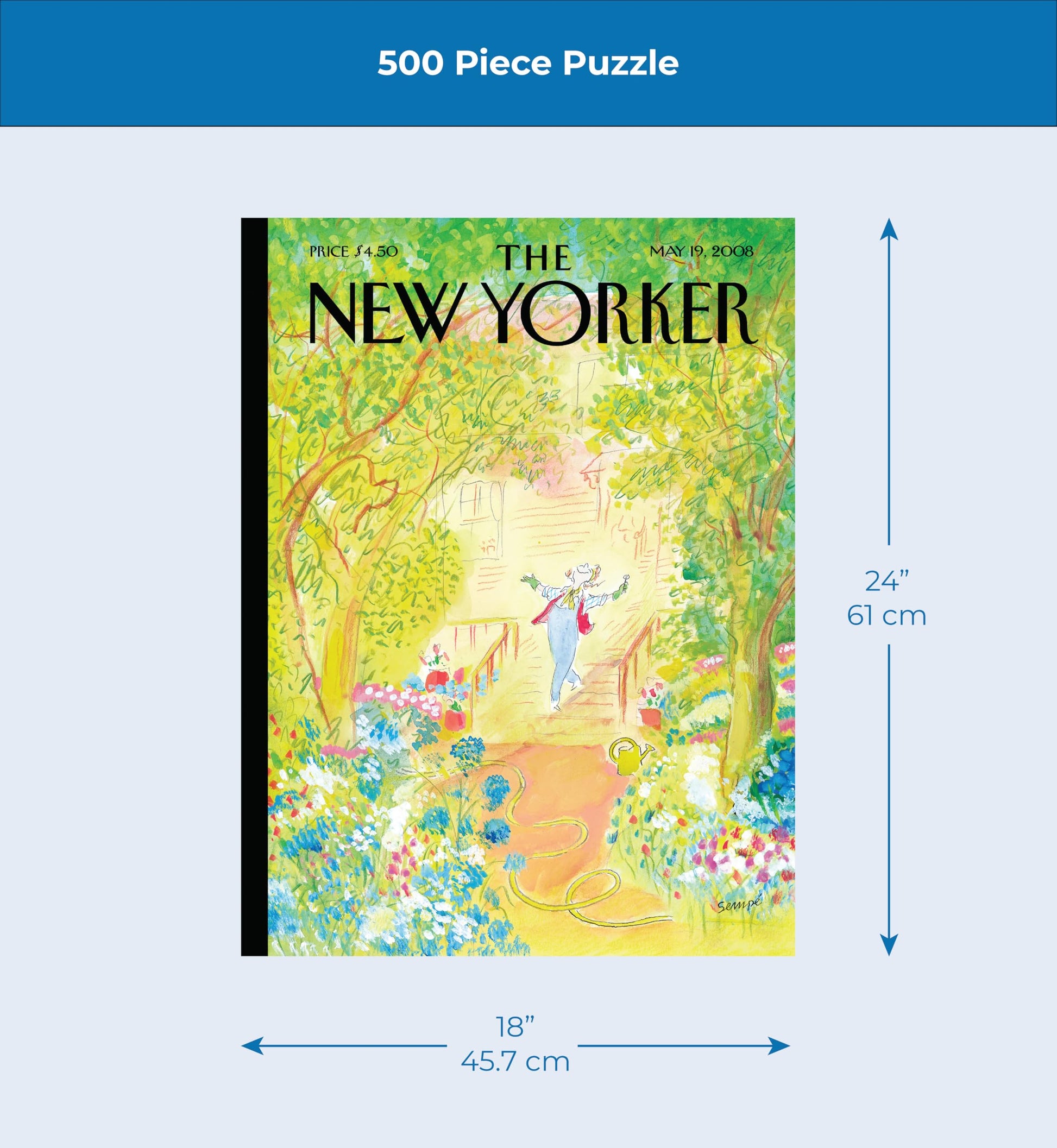 New York Puzzle Company - New Yorker Springtime - 500 Piece Jigsaw Puzzle for Family Game Nights by Jean-Jacques Sempé