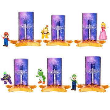 The Super Mario Galaxy Movie - 1.5” Mini Figures with Star Launcher Accessory 6-Pack Bundle - Includes Mario, Luigi, Yoshi, Princess Peach, Bowser