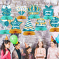 9PCS Lake Blue Gold Happy Birthday Decorations Honeycomb Centerpieces Happy Birthday Table Centerpieces Party Supplies 15th 16th 18th 21st 30th 40th