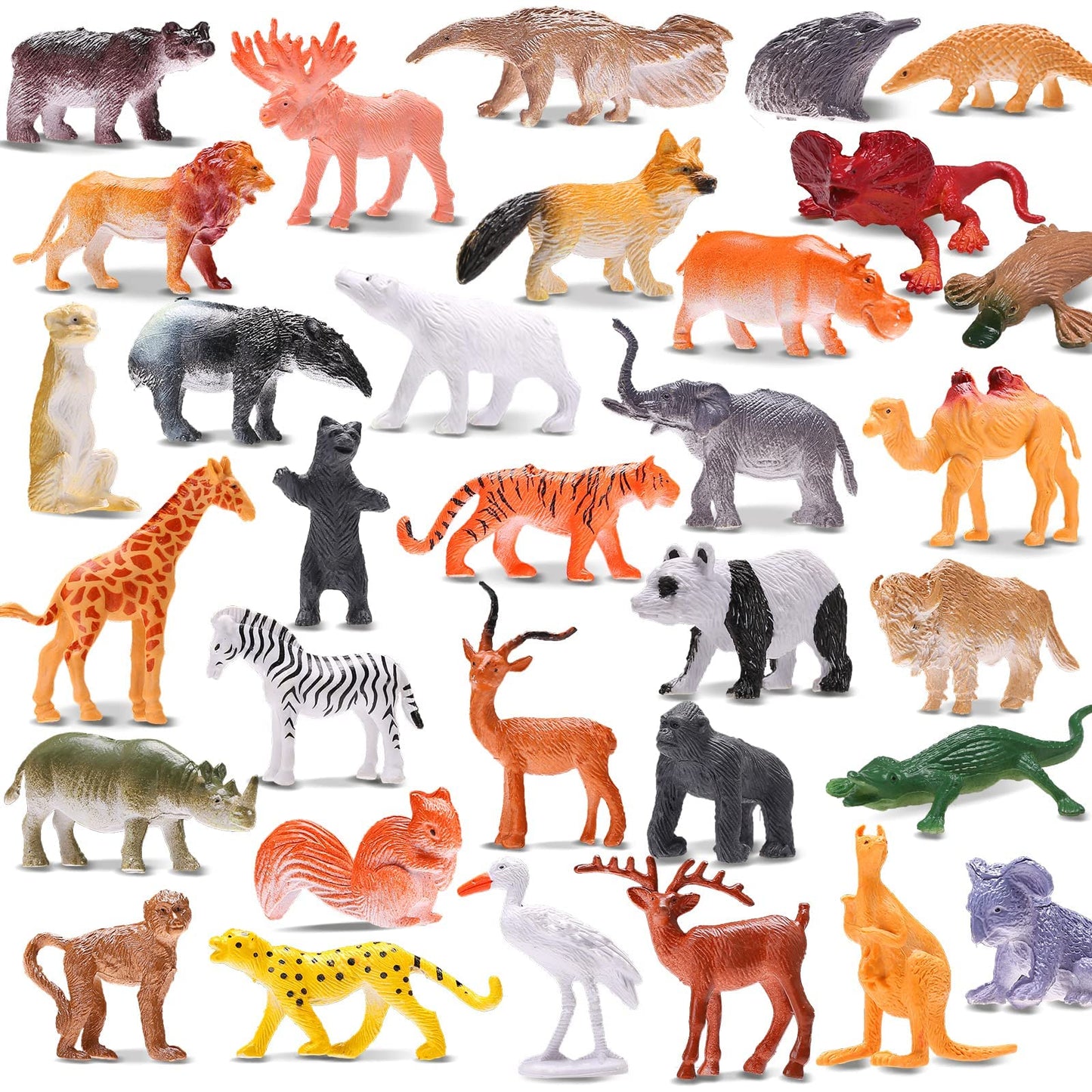 Animal Toy, 64 Pack Mini Wild Jungle Realistic Plastic Animals Figure Toys Set, for Kids Boy Girl Party Favors Pinata Goodie Bag Stuffers Easter Egg