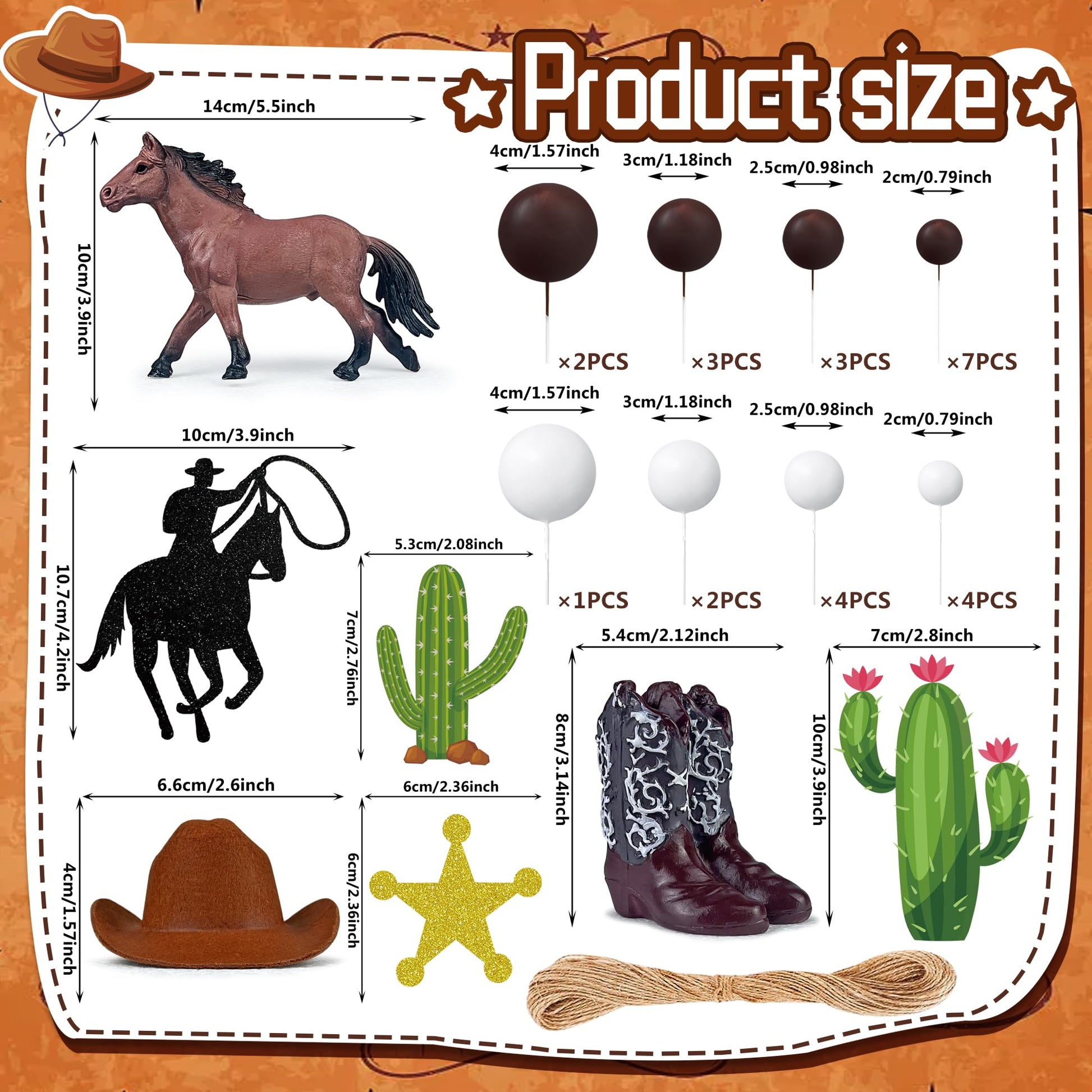 34 PCS Cowboy Cake Toppers Cowboy Hat and Boot Horse Cake decorations Western Cowboy Cowgirl Birthday Baby Shower for Western Theme Party Favors