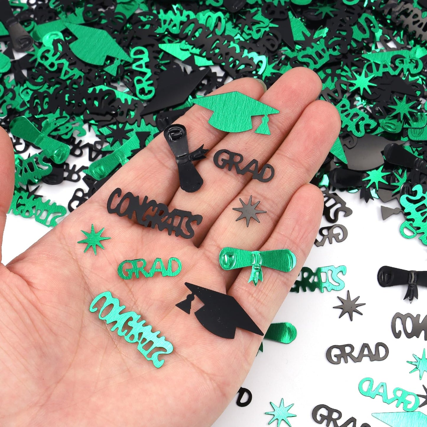 Green and Black Graduation Confetti 2026, 1000 Pcs Class of 2026 Table Centerpiece Grad Confetti for 2026 Graduation Party Decorations Supplies