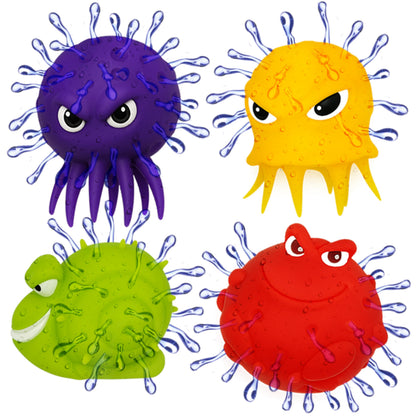 4E's Novelty Sea Animal Octopus Water Balls 4 Pack - Pool Toys Outdoor Activity Game Bath Tub Sensory Octopus Absorbent Splash Balls Bomb, Floating