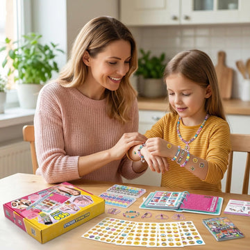 Jreiiolk Sticky Rolls Bracelet Craft Kit - 400 Reusable Mini Stickers Roll, 60-Page Collector Book, 8 Sticker Rolls Accessories | DIY Bracelet