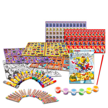 Marvel Spiderman Painting Set for Kids - 1000+ Pc Spiderman Arts and Crafts Bundle with Canvas, Paint, Coloring Pages, Stickers, and More for Kids |