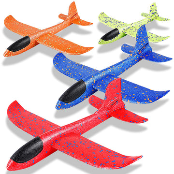 Jeffbaubl 4 Pack Foam Airplanes, 17.5 inch Airplane Toys, Large Throwing Foam Plane, 2 Flight Mode Glider Plane Flying Toy for Kids 3-7 Year Olds