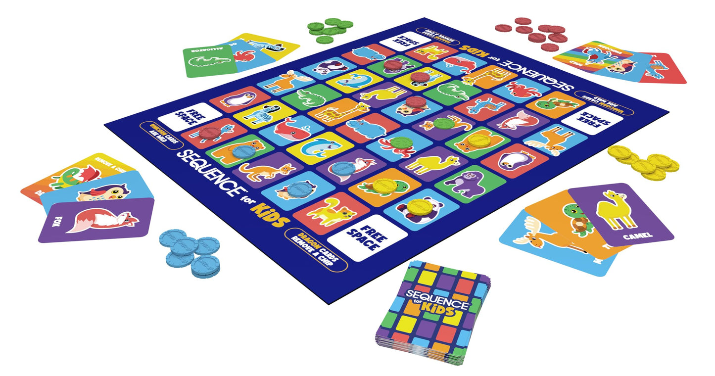 Jax SEQUENCE for Kids -- The 'No Reading Required' Strategy Game by Jax and Goliath, Multi Color, 11 inches (2-4 players) (Packaging May Vary)