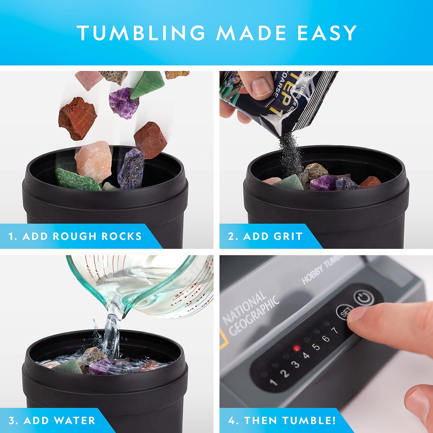 National Geographic Hobby Rock Tumbler Kit for Kids and Adult Beginners