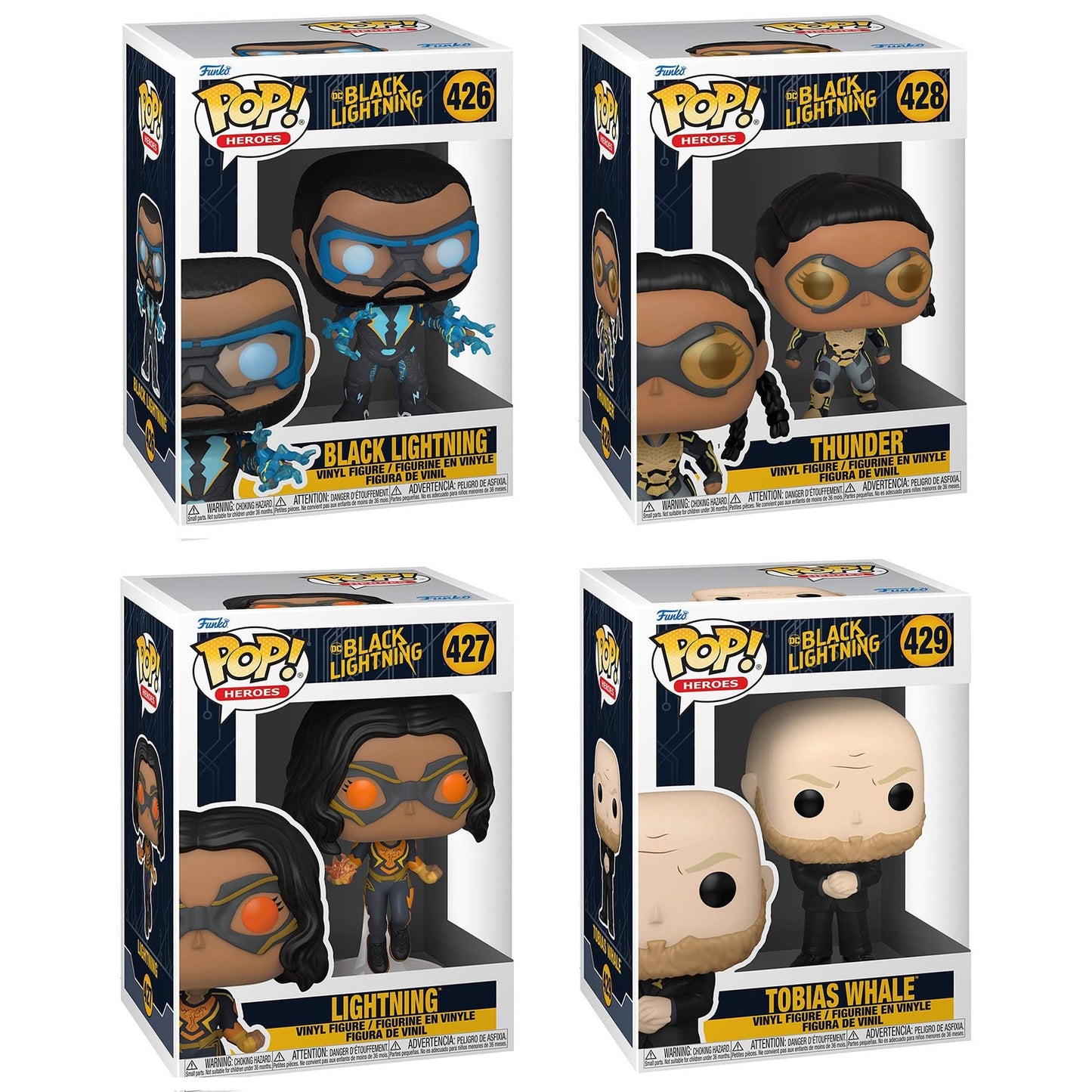 Funko POP! DC Black Lightning Collectors Set - Black Lightning, Thunder, and Tobias Whale