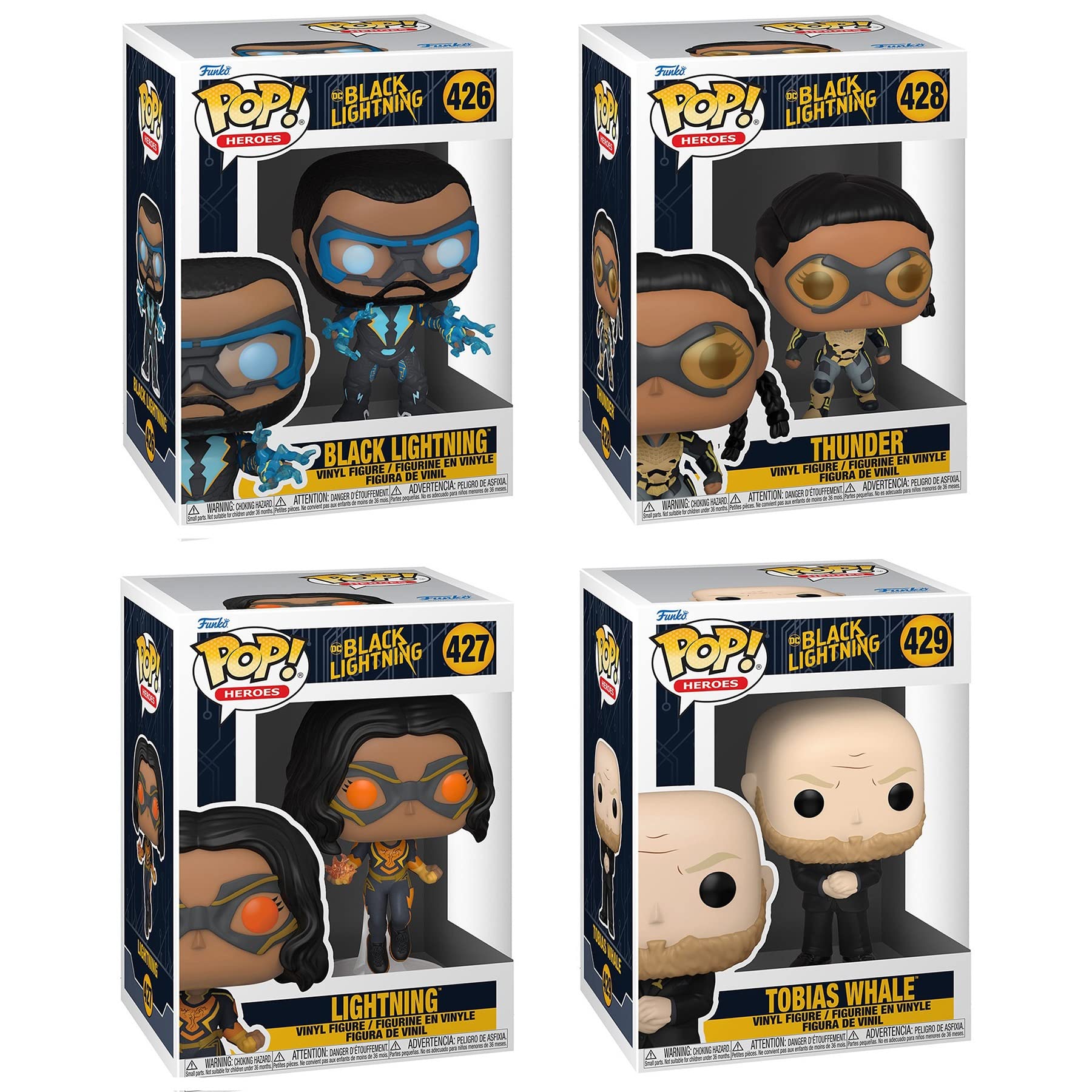 Funko POP! DC Black Lightning Collectors Set - Black Lightning, Thunder, and Tobias Whale