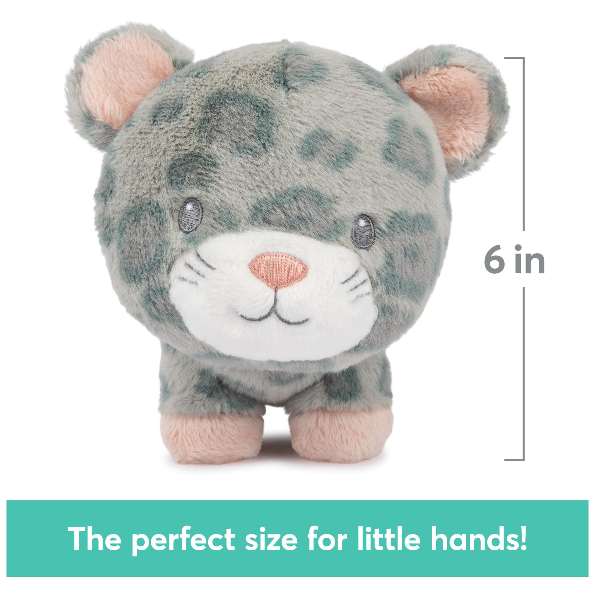 GUND Baby Safari Friends Collection Plush Leopard with Chime, Sensory Toy Stuffed Animal for Babies and Newborns, Gray/Pink, 7"