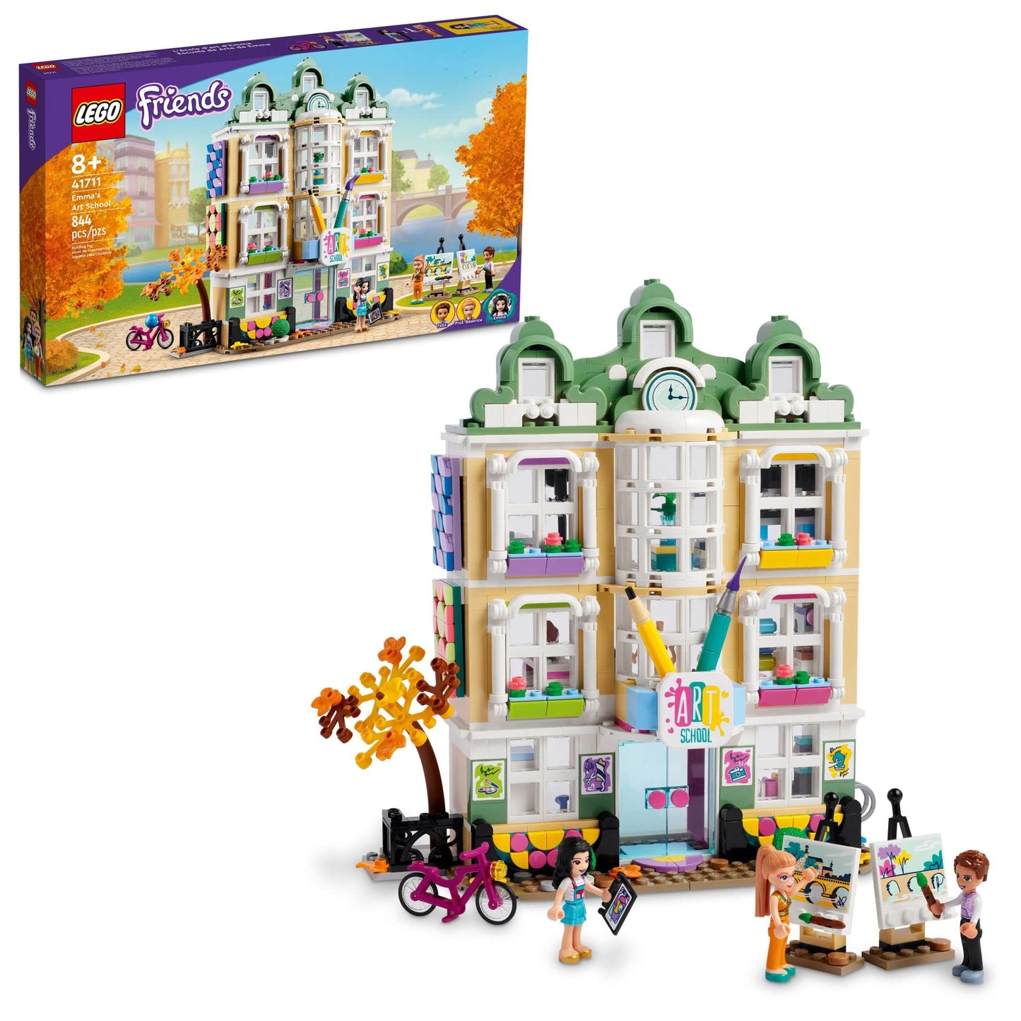 LEGO Friends Emma's Art School House Set 41711, Creative Arts & Crafts Toy with 3 Mini-Dolls, Accessories and DOTS Decor, Birthday Gift Idea for Kids