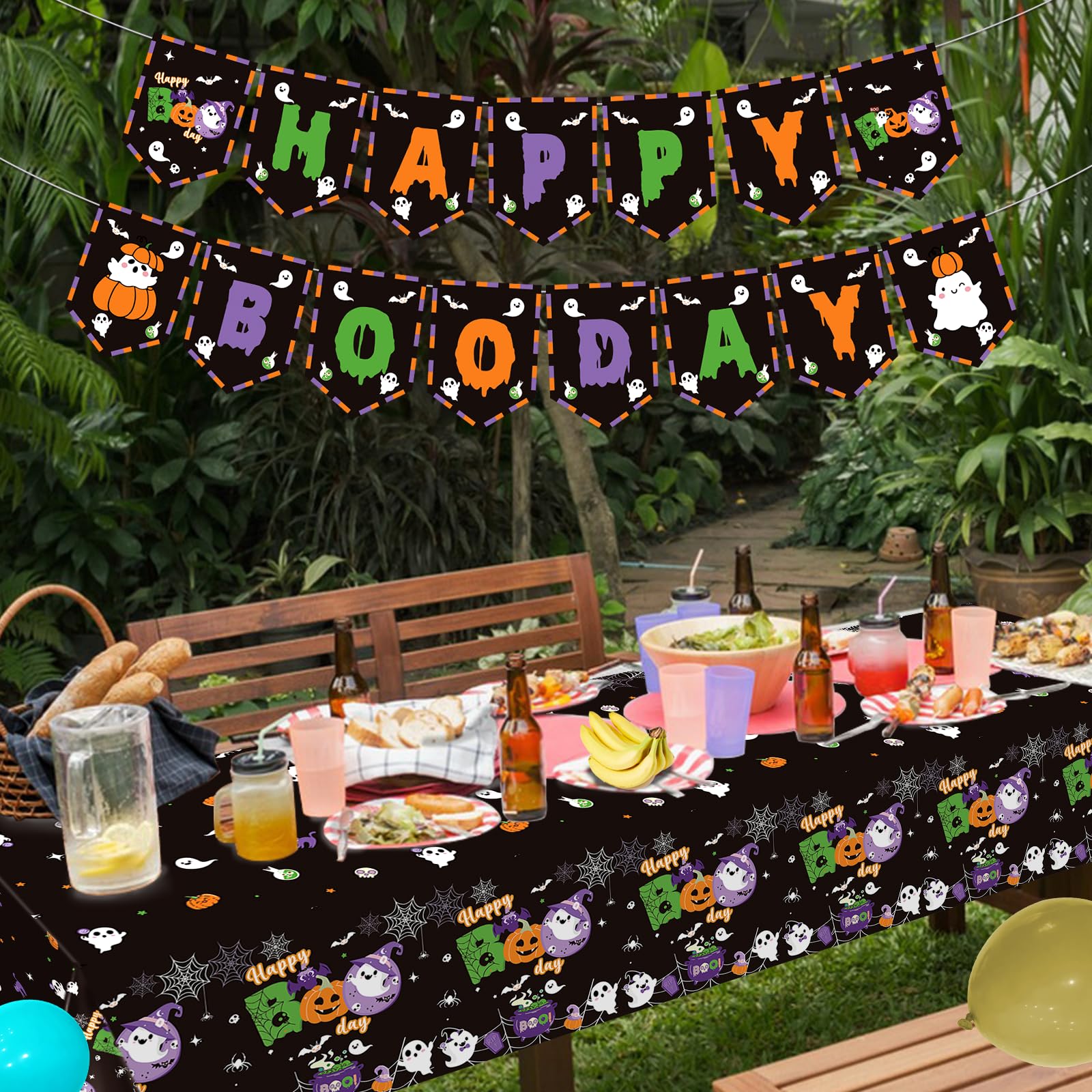 Yavxzvbw 3Pcs Happy Boo Day Decorations Happy Boo Day Tablecloth for Halloween Birthday Party Decorations Halloween Tablecloth for Boo Birthday Party