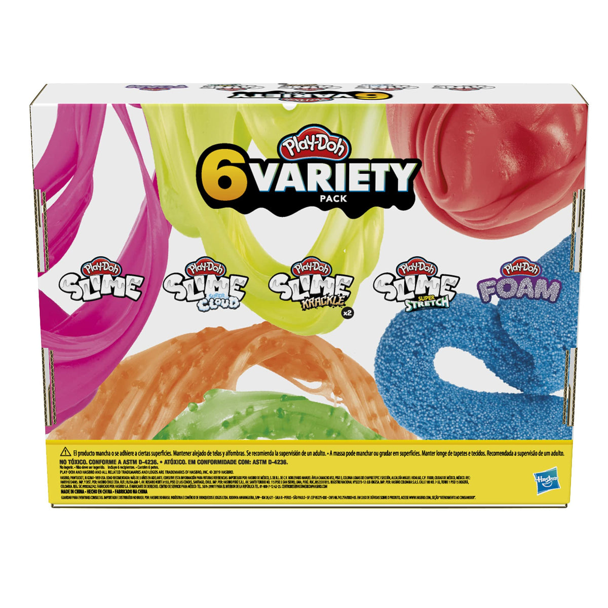 Play-Doh Slime Compound Variety 6-Pack with Play-Doh: Foam, Super Cloud, Krackle, Super Stretch, Preschool Toys for 3 Year Old Boys & Girls & Up