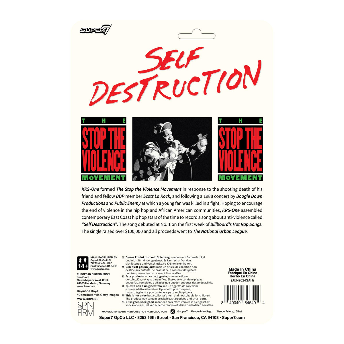 Super7 KRS-One (Self Destruction) - 3.75" KRS-One Action Figure with Accessory Classic Hip Hop Collectibles and Retro Toys