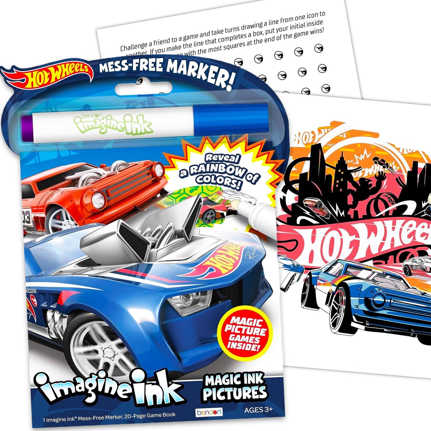 Hot Wheels Imagine Ink Coloring Super Set - Bundle with 3 Racecar Imagine Ink Mess-Free Coloring Books for Kids | Hot Wheels Party Favors