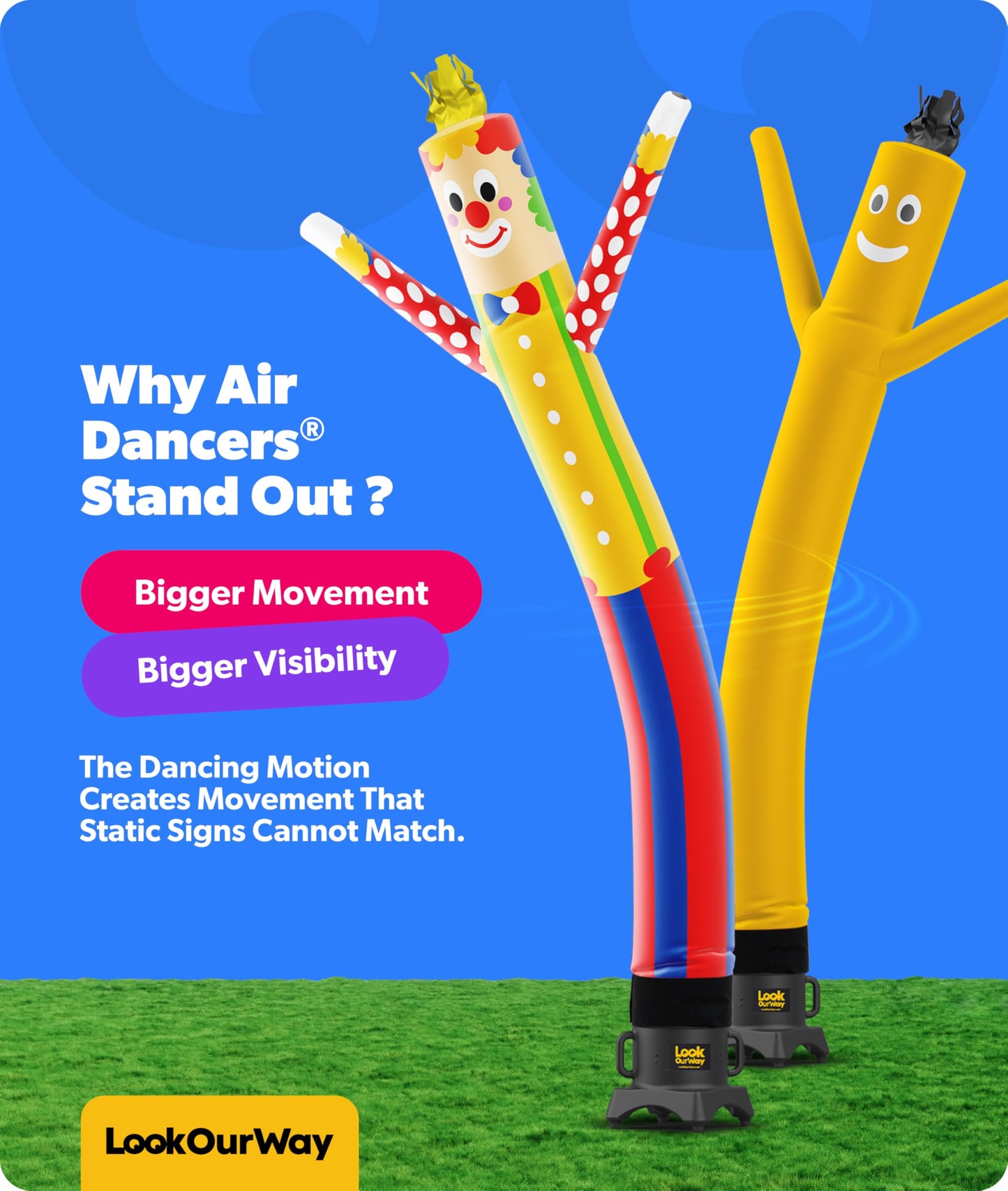 LookOurWay Air Dancers Inflatable Tube Man Attachment - 10 Feet Tall Wacky Waving Inflatable Dancing Tube Guy for Business Promotion - Blower Not