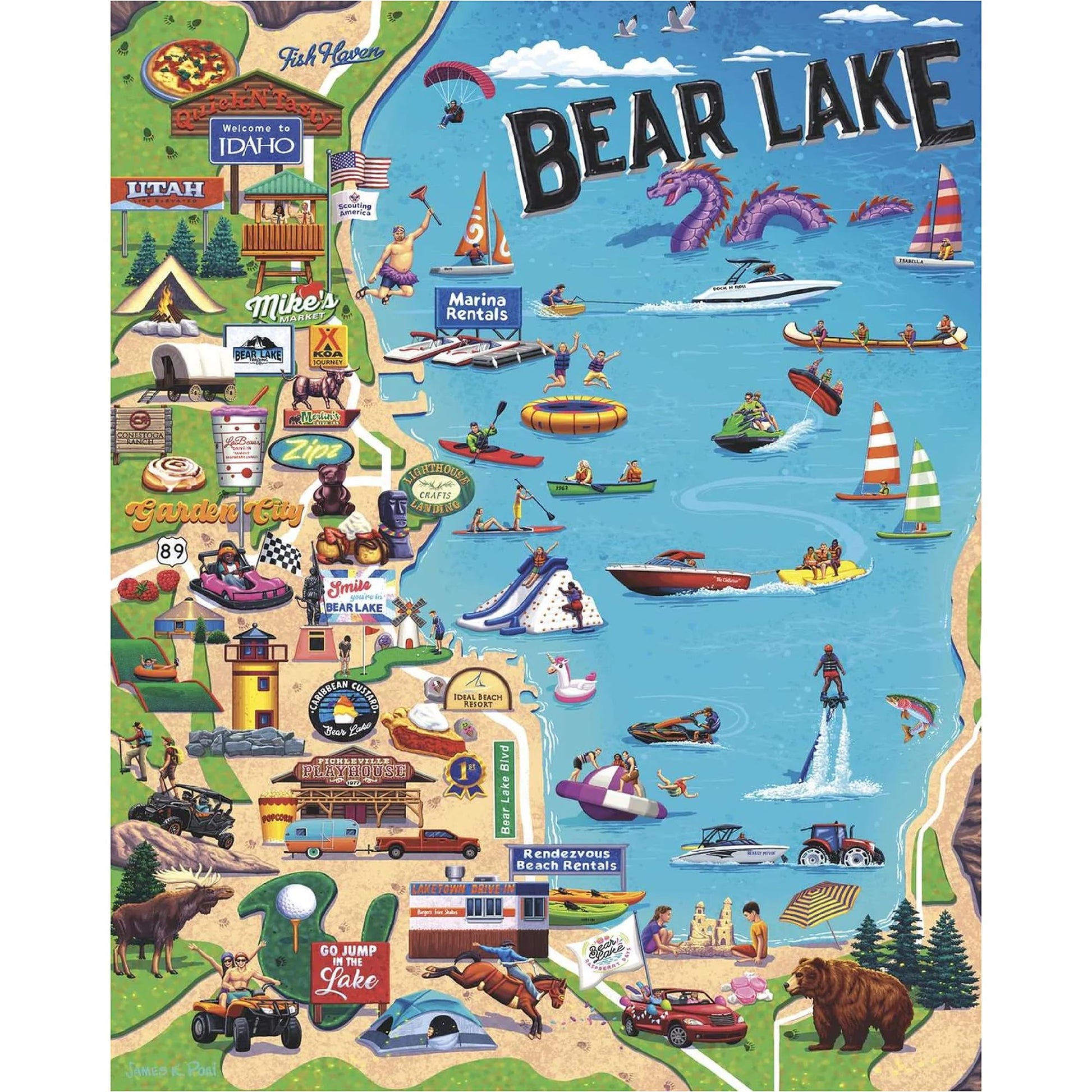 Boardwalk Puzzles Bear Lake, 1000 Piece Jigsaw Puzzle for Adults, 19¼ x 26? Inches, Made in USA