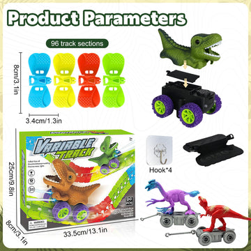 Valentines Day Gifts for Kids, Dinosaur Train Set,Boys Valentine Gifts Dinosaur Train Toys, 360° Electric Climbing Dinosaur Car Race Tracks with Sound