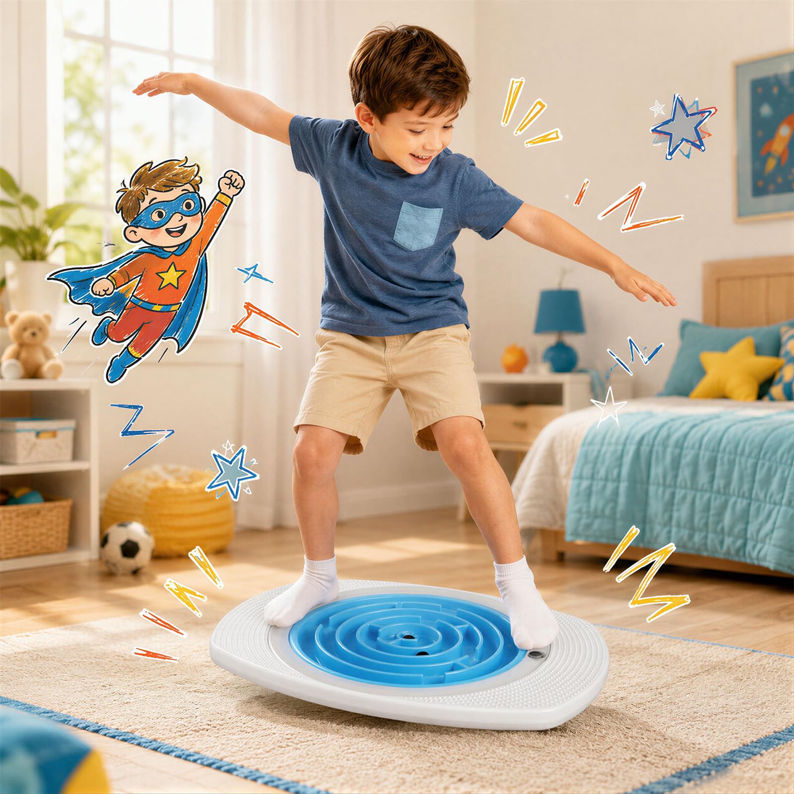 HONEY JOY Balance Board Maze for Kids, 3 Maze Discs, 140 lbs Capacity