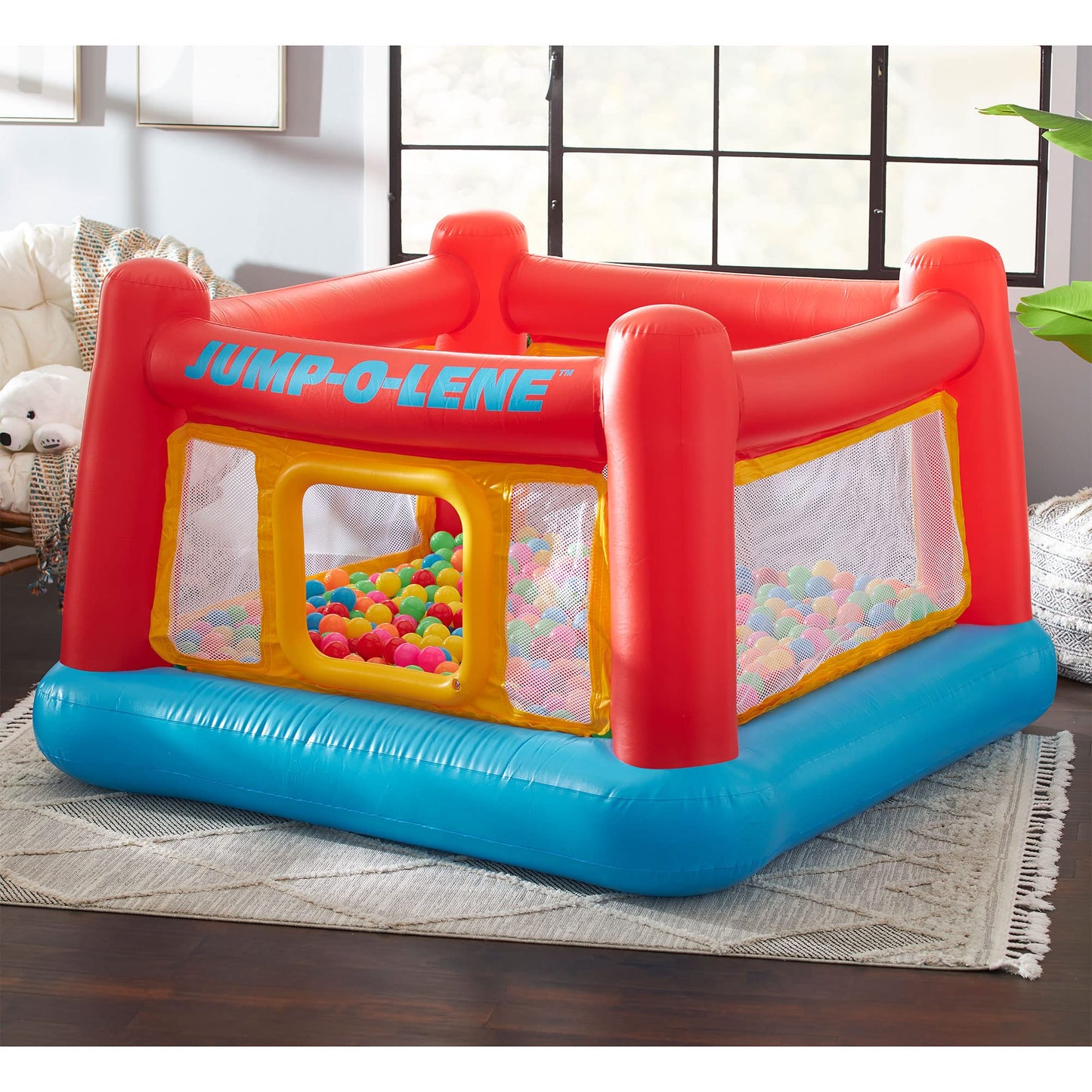 Intex Inflatable Jump-O-Lene Indoor Outdoor Kids Bounce Castle House with Air Pump