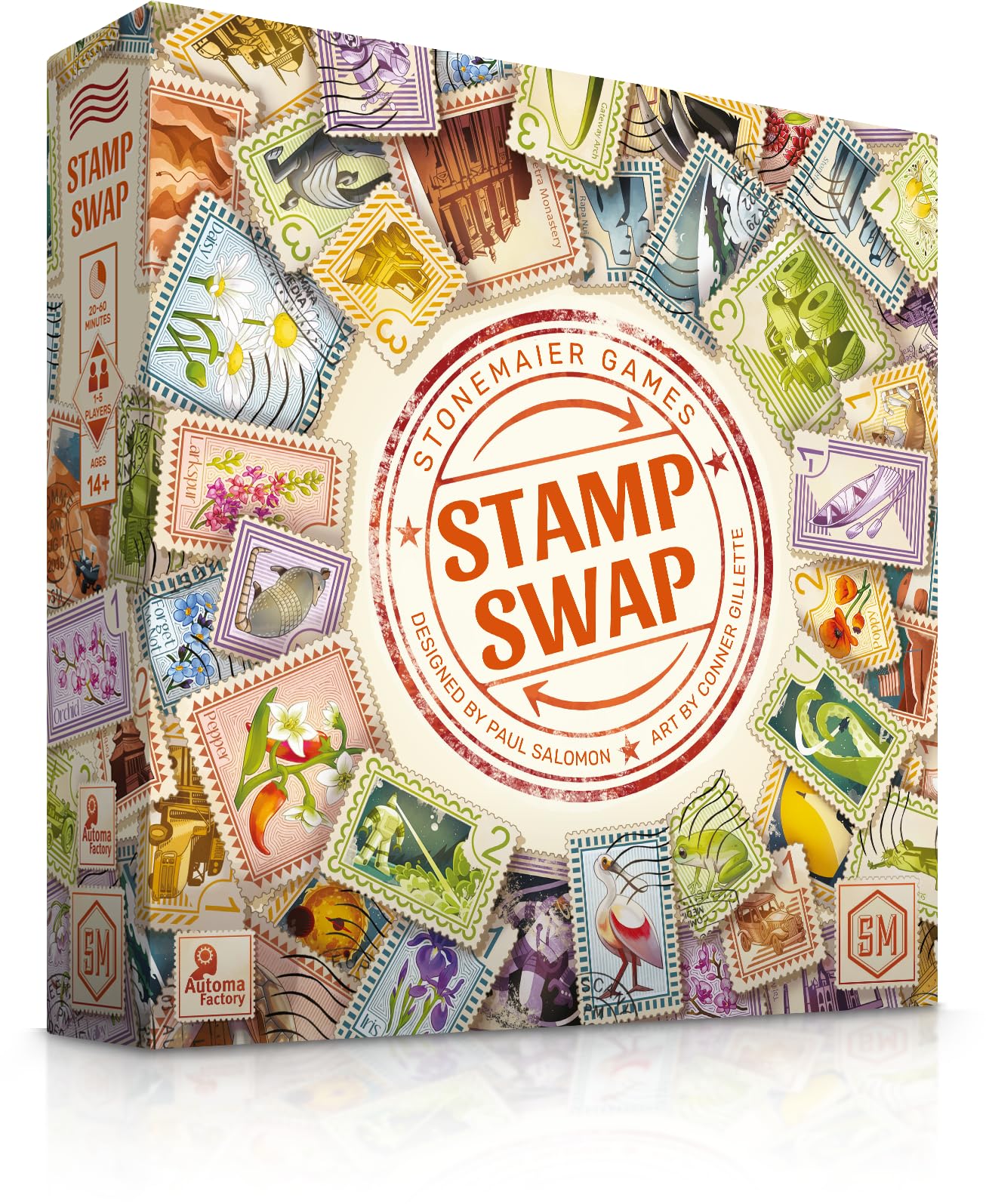 Stonemaier Games: Stamp Swap by Paul Salomon | A Competitive Stamp Collecting Strategy Board Game for Adults & Family | Curate the Most Well-Focused