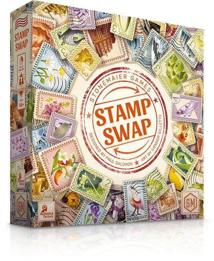 Stonemaier Games: Stamp Swap by Paul Salomon | A Competitive Stamp Collecting Strategy Board Game for Adults & Family | Curate the Most Well-Focused