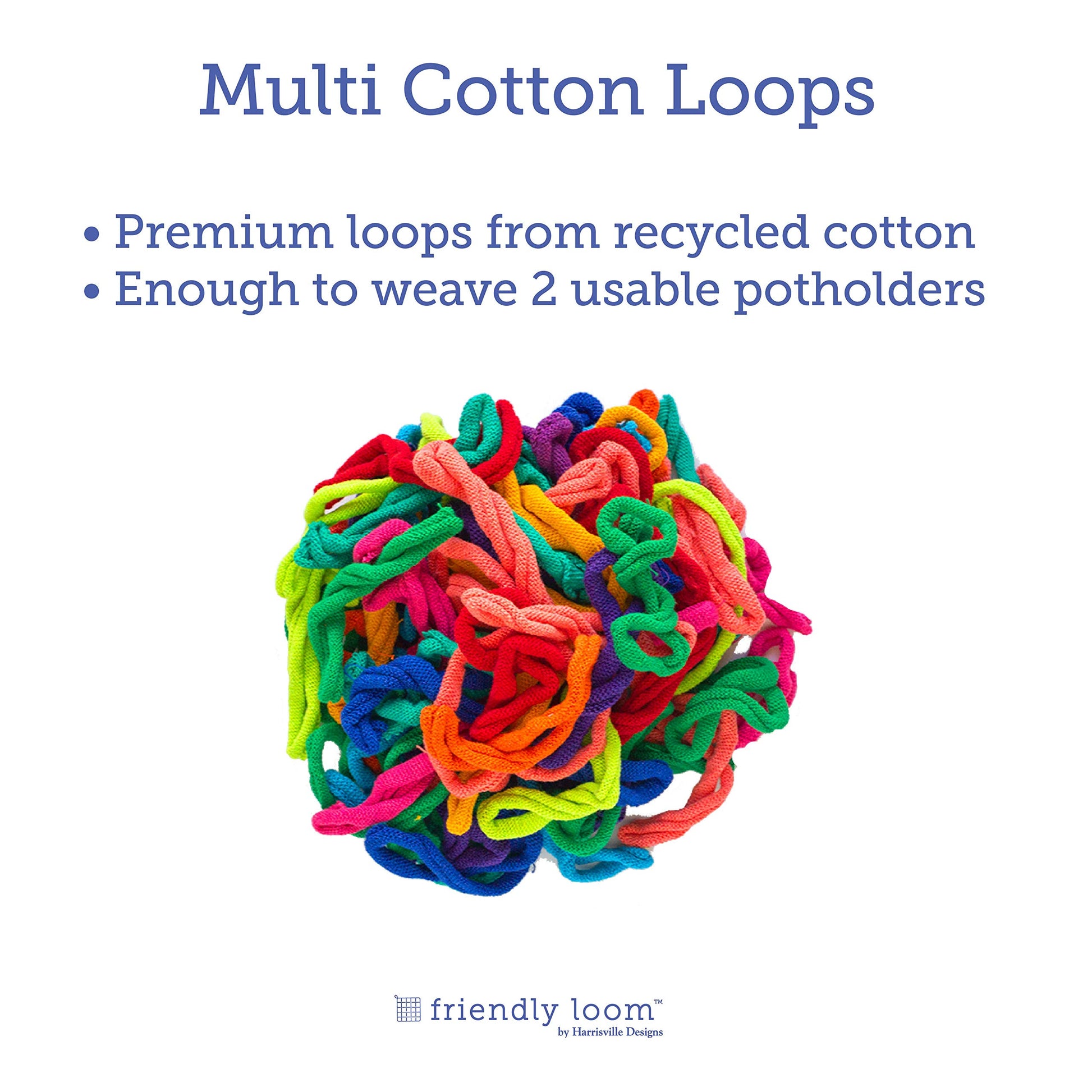 Harrisville Designs Friendly Loom | 10” PRO-Sized Multicolor Potholder Weaving Loops | Craft 2 Cotton Potholders