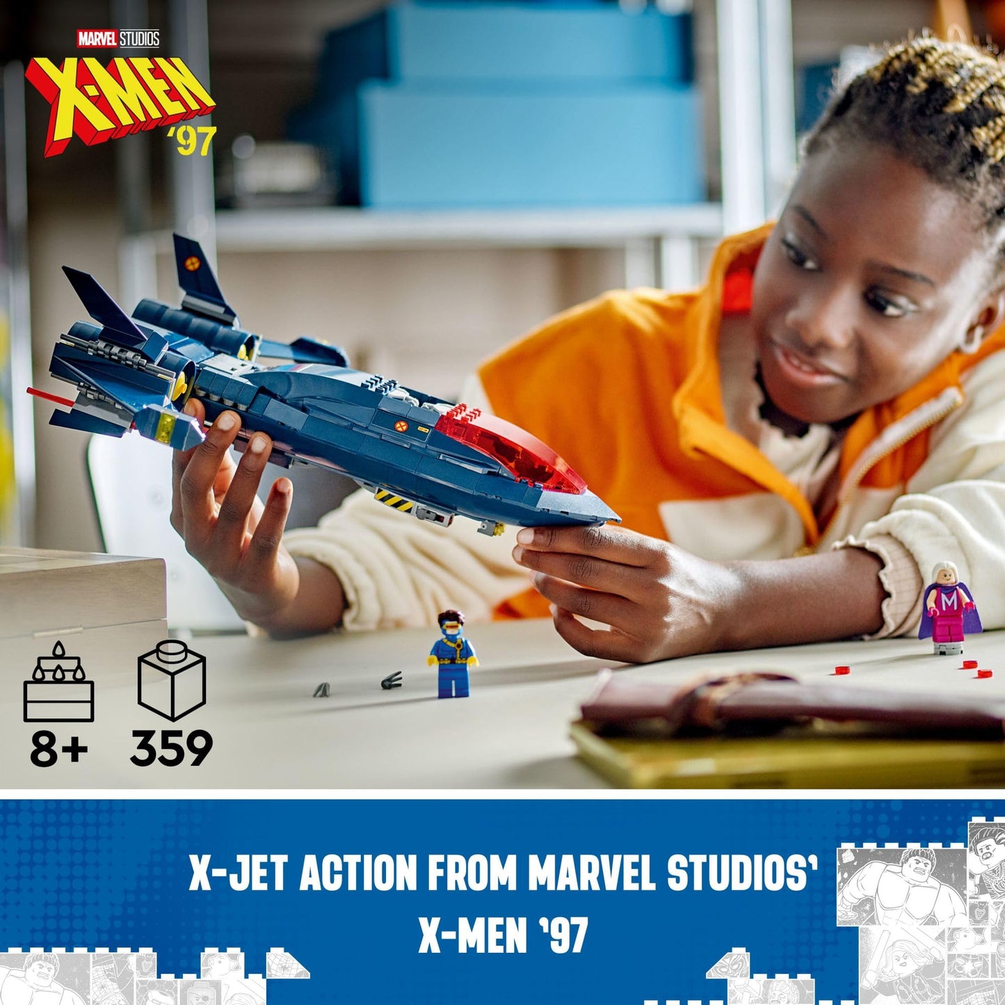 LEGO Marvel X-Men X-Jet Toy - Building Toy from X-Men '97 for Boys & Girls, Ages 8+ - Model Kit for Display and Play with 4 Minifigures - Gift Idea