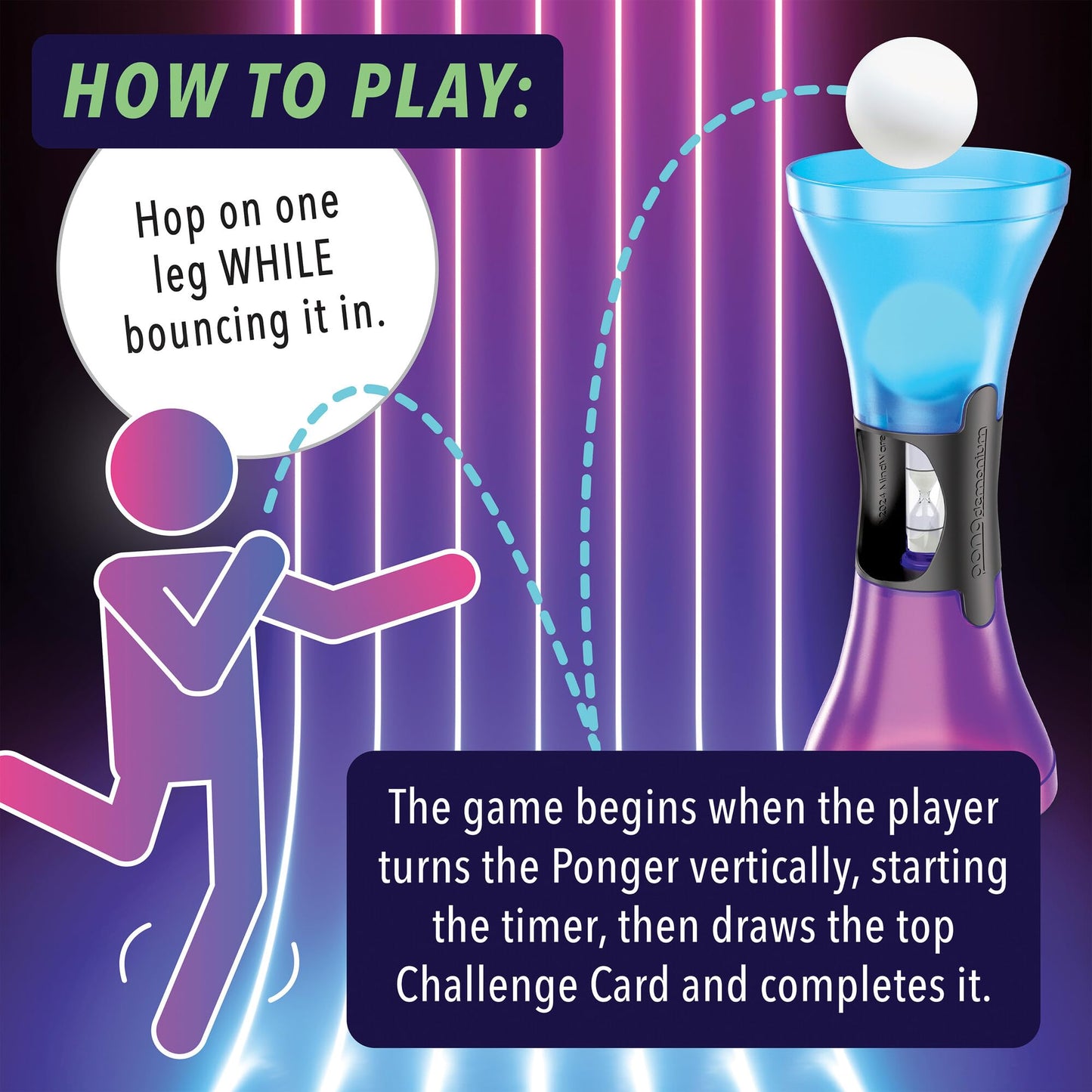 MindWare Pongdemonium Party Game - Fast-Paced Action Challenge with Timer, Bouncing Ball & 55 Cards - Hilarious Hot Potato-Style Game for Ages 6+, 2+