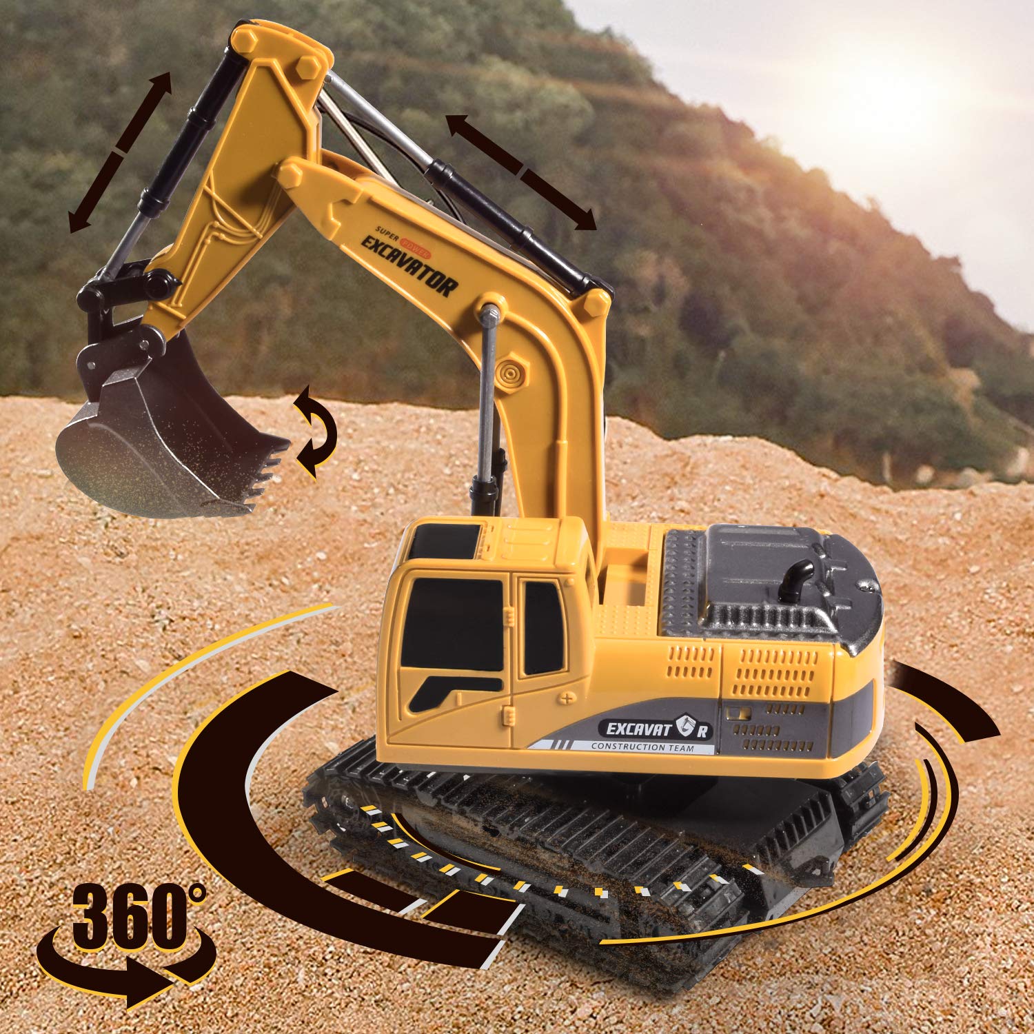 Remote Control Excavator, Beach Excavator Sand Toy Gift for Boys Age 3-7