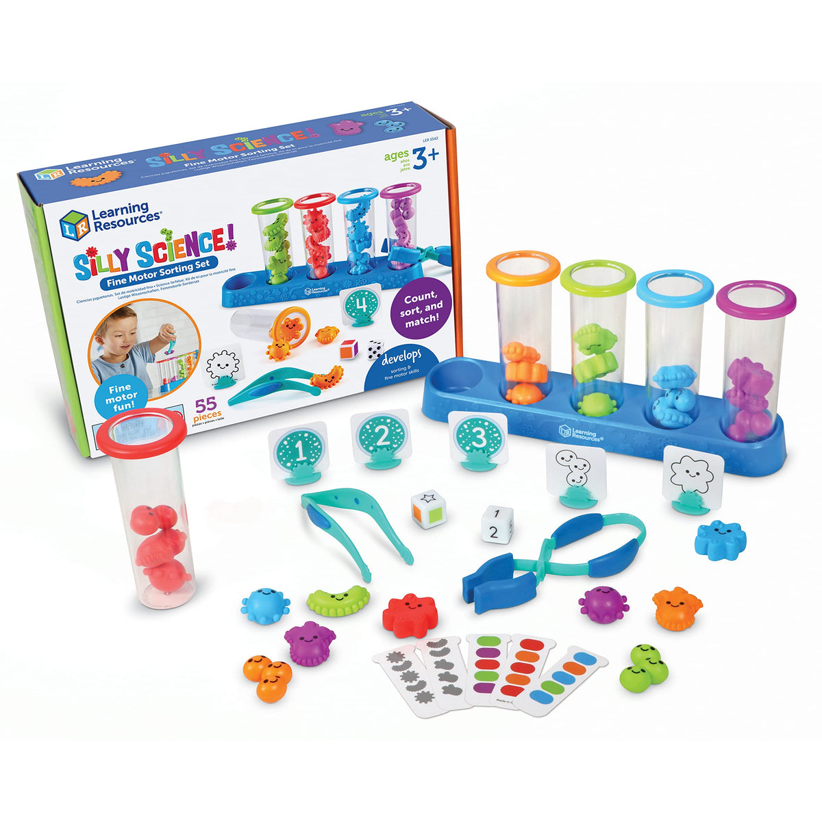 Learning Resources Silly Science Fine Motor Sorting Set - 55 Pieces, Age 3+ Educational Toy, Preschool Fine Motor Skills, PreK Manipulatives