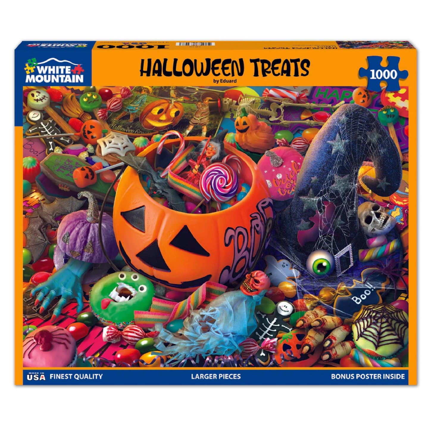 White Mountain 1000 Piece Jigsaw Puzzle Spooky Fall, Halloween Treats