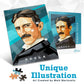 Nikola Tesla Jigsaw Puzzle - Chemistry Puzzles Great as Science Gifts - 500 Puzzle Pieces - Kid & Adult Puzzles - Unique Art Display for Home, School