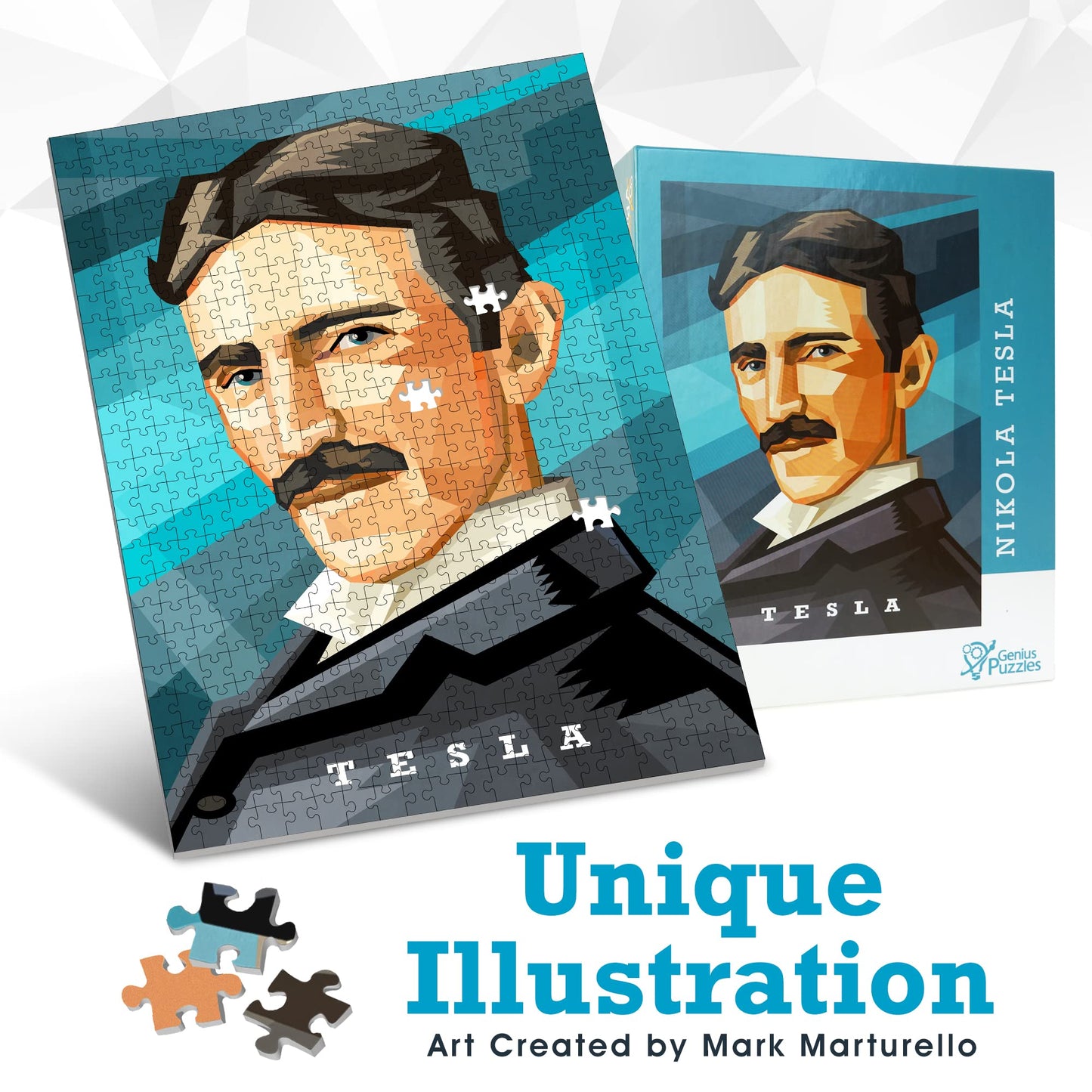 Nikola Tesla Jigsaw Puzzle - Chemistry Puzzles Great as Science Gifts - 500 Puzzle Pieces - Kid & Adult Puzzles - Unique Art Display for Home, School