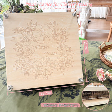 KAXYEW Large Flower Press Kit, 11"x11" Wooden Flowers Pressing Boards with Storage Bag, DIY Pressed Flowers Art - Fridge Magnet Bookmark Art Craftst
