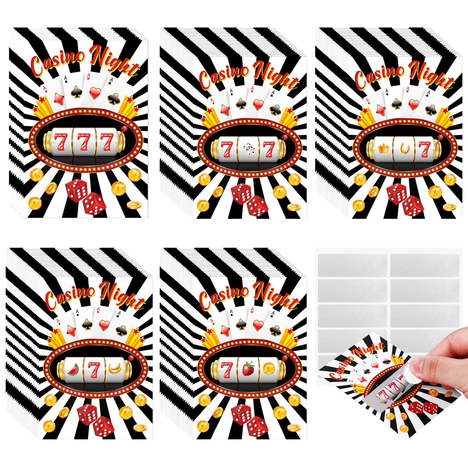 FIONUPI 150 Packs Casino Scratch Off Cards Casino Night Theme Party Game Gambling Slot Machine Party Favors Supplies