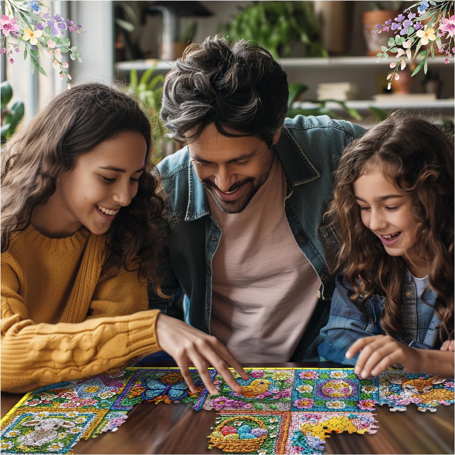 White Mountain 1000 Piece Jigsaw Puzzle Spring Holiday Collage Puzzles with Large Pieces Gift for Adults and Family 24"x30" - Easter Crochet
